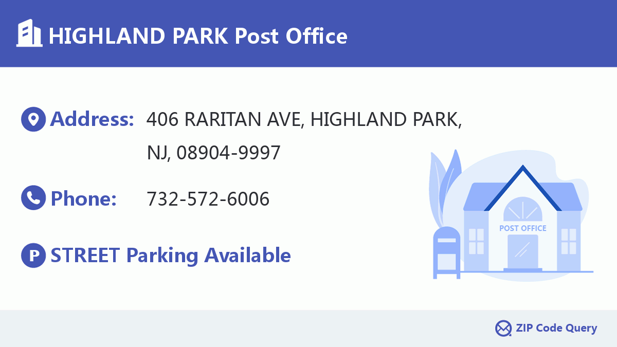 HIGHLAND PARK Oficina de correos | Nueva Jersey Estados Unidos Código Postal  5 Más 4 ✉️